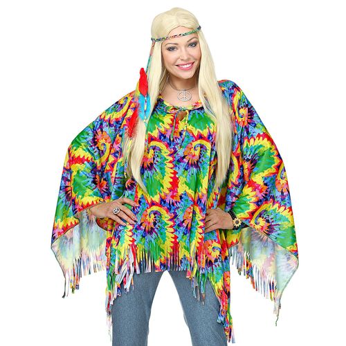 Poncho Et Tour De Tête Hippie Psychédélique Adulte Taille Unique