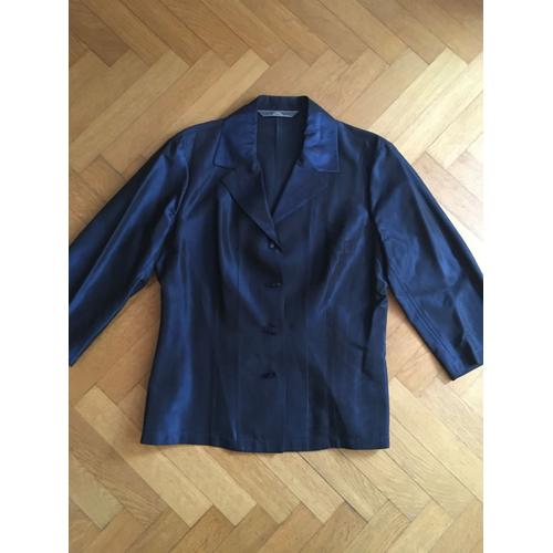 Veste De Soirée Caroll En Acétate Bleu Nuit Taille 40