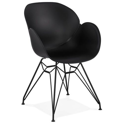 Chaise Design 'satelit' Noire Style Industriel Avec Pieds En Métal Noir