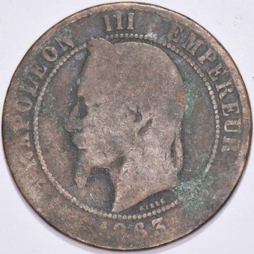 France - Napoleon Iii - 10 Centimes - 1863 - Atelier K - U176