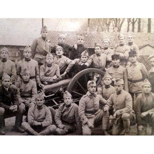 14-18 : Photo Groupe Artilleurs Du 22ème Régiment D'artillerie Avec Leur Canon