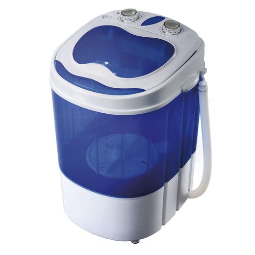 Mini Machine à Laver Portable avec Centrifugeuse, pour Camping et les Voyages, 150W, Blanc/Bleu, Briebe, WM1111