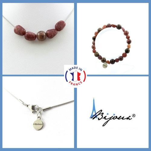 Parure Bijoux Bracelet Collier Perles Rubis Du Brésil + Rubis De Taille Personnalisable.