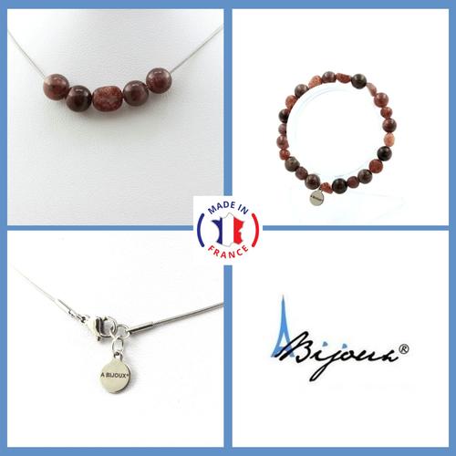 Parure Bijoux Bracelet Collier Perles Rubis Du Brésil + Rubis De Taille Personnalisable.