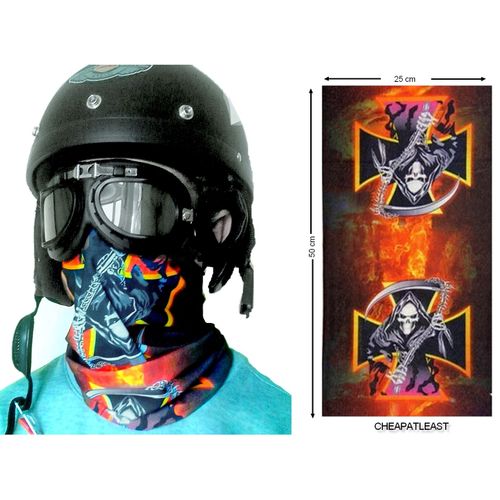 Masque, Tour De Cou - Mort + Croix De Guerre (Malte) / West Coast Choppers - Tube Élastique 50 X 25 - 100% Dacron - Taille Unique ( Death Biker / Ghost Rider Protection) Moto, Harley, Customs, Etc...
