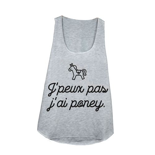 Debardeur Imprime Texte - Message - Je Peux Pas J'ai Poney