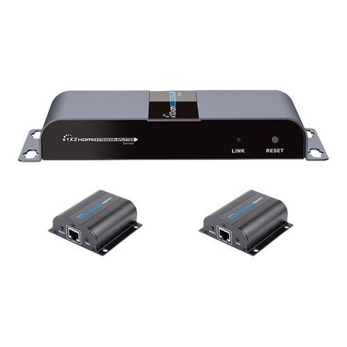 TECHly HDMI 1x2 Extender Splitter over CAT6/6a/7 50m with IR pass-back - Émetteur + 2 récepteurs - rallonge vidéo/audio/infrarouge - HDMI, infrarouge - plus de CAT 6/6a/7 - 2 ports - jusqu'à 50 m