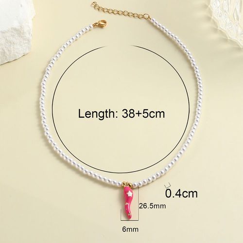 Collier De Perles Rose Amusant En Acier Inoxydable Pour Femme, Face Au Ciel, Belle ¿¿Toiles 216.239., Document Strucgold, Livraison Gratuite