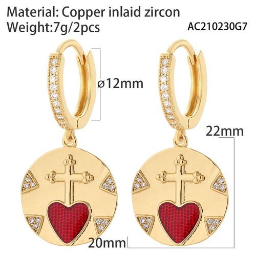 Boucles D'oreilles Cr¿¿Oles D'amour Coeur Rouge En ¿¿Mail, Boucle D'oreille Pendante Piercing En Cristal, Bijoux De Mode Cor¿¿Enne