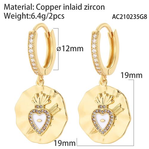 Boucles D'oreilles Cr¿¿Oles D'amour Coeur Rouge En ¿¿Mail, Boucle D'oreille Pendante Piercing En Cristal, Bijoux De Mode Cor¿¿Enne