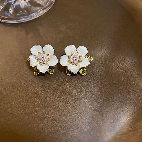 Boucles D'oreilles Pendantes En Alliage D'opale Pour Femmes, Boucles D'oreilles De Mariage Cor¿¿Ennes, Grande Fleur Blanche, Pompon, Tendance De La Mode, 2023