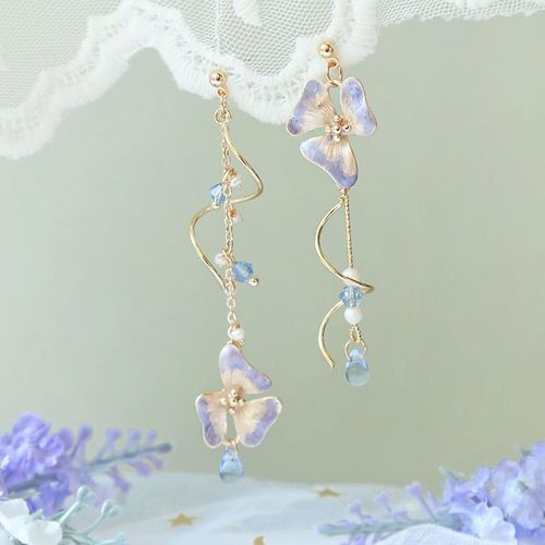 Boucles D'oreilles Chaton Cuir Chevelu Ginkgo Vert Pour Femmes, M¿¿Tal ¿¿L¿¿Gant, Long Pompon Goutte, Boucles D'oreilles Perle Asym¿¿Trique, Bijoux Doux, Nouveau, 2020