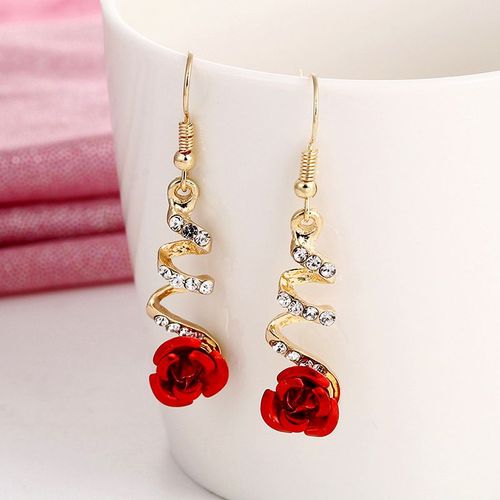 Boucles D'oreilles Longues Pompon Biscuits Fleur Rose Pour Femme, Boucle D'oreille Pendante, Piercing, Bijoux Fantaisie