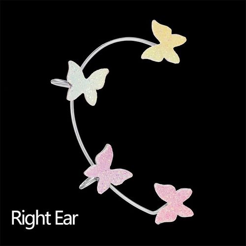R¿¿Initialisation D'oreille Papillon Plaqu¿¿ Or Et Argent Pour Femme, Faux Piercing, Boucle D'oreille Brillante, Manchette D'oreille, Bijoux Fantaisie
