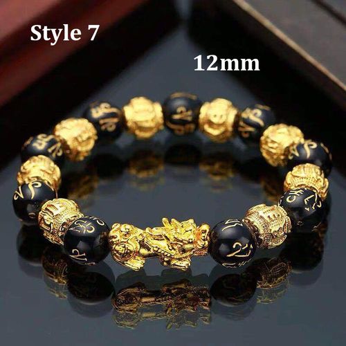 Bracelet De Perles En Pierre D'obsidienne Fengshui Pixiu, Bracelet Proxy, Richesse Chinoise, Bonne Chance, Hommes Et Femmes, Unisexe, Document