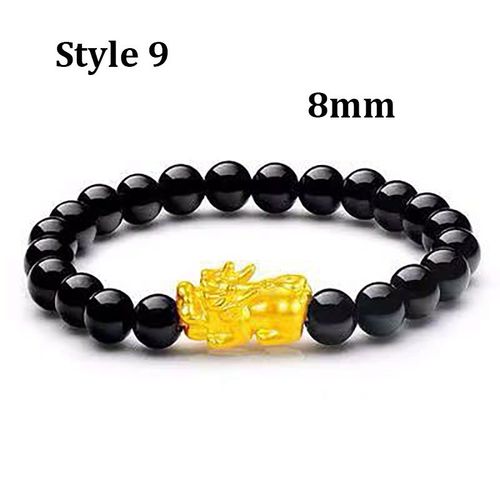 Bracelet De Perles En Pierre D'obsidienne Feng Shui Pour Hommes Et Femmes, Bracelet En Or, Document Noir, Richesse Pixiu, Bonne Chance, Unisexe