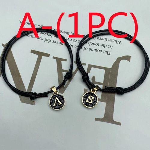 Bracelet En ¿¿Mail Noir 26 Lettres Fait ¿¿ La Main Pour Femmes Et Hommes, Bijoux D'amiti¿¿ Perle Porte-Bonheur, Cadeau De Famille Pour Enfants