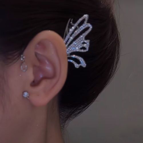 Boucle D'oreille Papillon En Strass Pour Femmes, Faux Piercing, Manchette, Bijoux, Cadeau ¿¿ La Mode