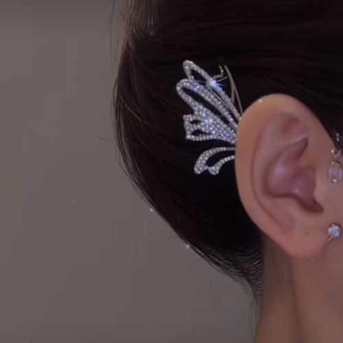 Boucle D'oreille Papillon En Strass Pour Femmes, Faux Piercing, Manchette, Bijoux, Cadeau ¿¿ La Mode