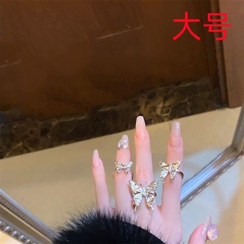 Bagues Ouvertes R¿¿Tro Minimaliste Couleur Argent Pour Femmes, Bijoux En Zircon, Cristal Noir Brillant Mignon Papillon Punk Irr¿¿Gulier, Cadeaux