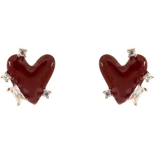 Boucles D'oreilles Vintage En Forme De Feuille D'¿¿Rable Rouge Pour Femmes, Design Cr¿¿Atif, En Cristal Zircon, Strass, Bijoux De F¿ºte, Cadeau