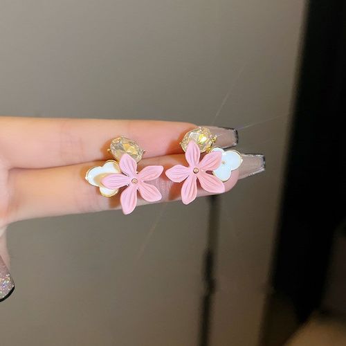 Boucles D'oreilles Fleurs En Cristal Violet Pour Femmes Boucles D'oreilles Perle Rose Marguerite Zirconia Bijoux F¿ºte Accessoires Cadeau