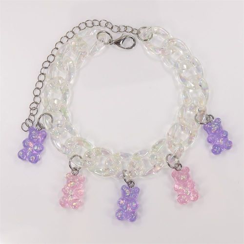Bracelet De Cheville Ours En Résine Transparente, Chaîne En Acrylique Multicolore, Dessin Animé, Bohème, Mignon, Couleur Bonbon, Pour Femmes