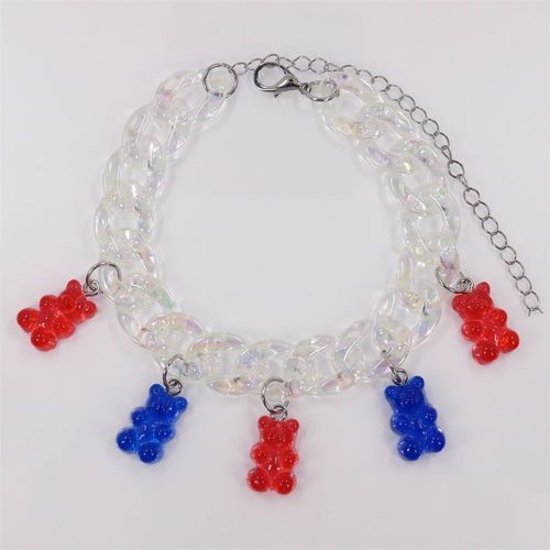 Bracelet De Cheville Ours En Résine Transparente, Chaîne En Acrylique Multicolore, Dessin Animé, Bohème, Mignon, Couleur Bonbon, Pour Femmes