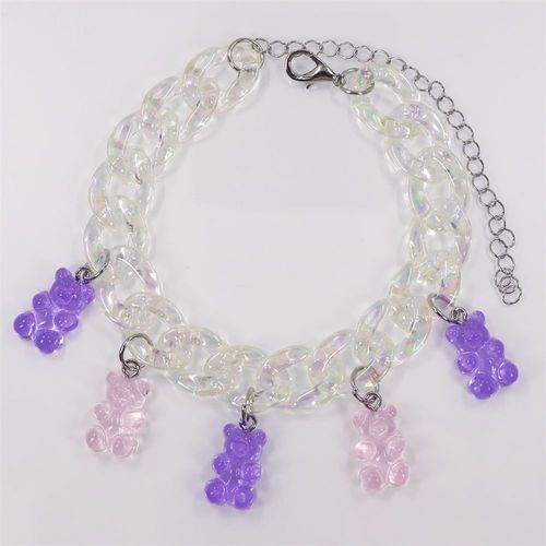 Bracelet De Cheville Ours En Résine Transparente, Chaîne En Acrylique Multicolore, Dessin Animé, Bohème, Mignon, Couleur Bonbon, Pour Femmes