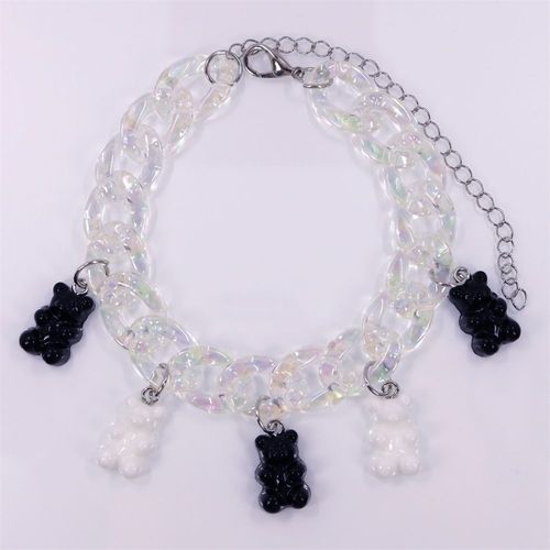 Bracelet De Cheville Ours En Résine Transparente, Chaîne En Acrylique Multicolore, Dessin Animé, Bohème, Mignon, Couleur Bonbon, Pour Femmes
