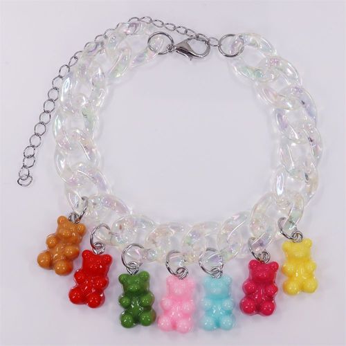 Bracelet De Cheville Ours En Résine Transparente, Chaîne En Acrylique Multicolore, Dessin Animé, Bohème, Mignon, Couleur Bonbon, Pour Femmes