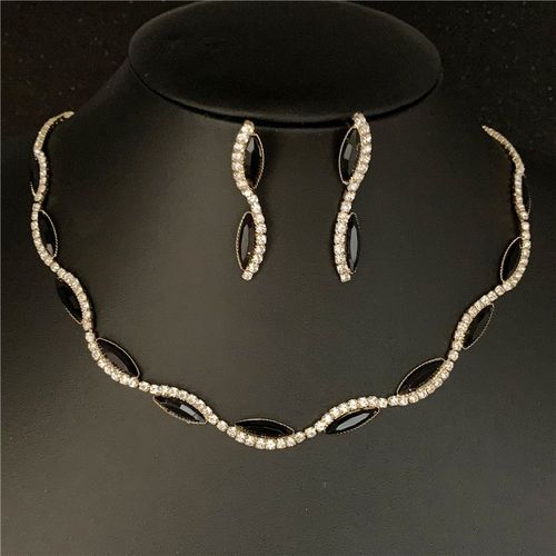 Ensemble De Bijoux En Cristal Biscuits Plaqué Argent Pour Femmes, Tour De Cou Sexy Wave Patients, Collier Et Boucles D'oreilles, Bijoux De Mariage