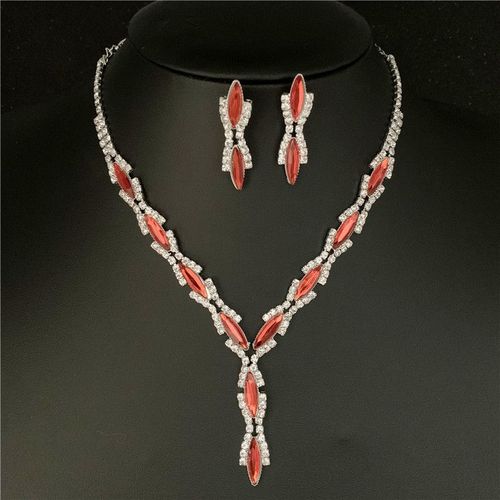 Ensemble De Bijoux En Cristal Biscuits Plaqué Argent Pour Femmes, Tour De Cou Sexy Wave Patients, Collier Et Boucles D'oreilles, Bijoux De Mariage