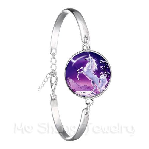 Bracelet Cheval Volant Nairobi Orn Pour Femme, 18mm, Cabochon En Verre, Bijoux Plaqués Argent, Mignon, Violet, Cadeau Pour Filles
