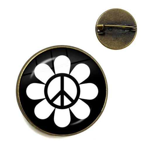 Broche De Signe De Paix Pour Femme, Broche De Bus Van, Document Argenté, Cabochon En Verre, Hippicopter, Badge De Voiture, Broches De Collier, Épingles De Mode, Nouveau Design
