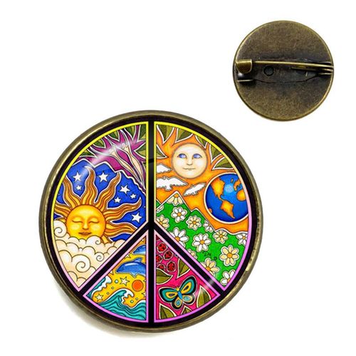 Broche De Signe De Paix Pour Femme, Broche De Bus Van, Document Argenté, Cabochon En Verre, Hippicopter, Badge De Voiture, Broches De Collier, Épingles De Mode, Nouveau Design