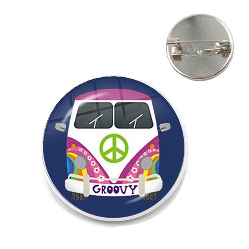 Broche De Signe De Paix Pour Femme, Broche De Bus Van, Document Argenté, Cabochon En Verre, Hippicopter, Badge De Voiture, Broches De Collier, Épingles De Mode, Nouveau Design