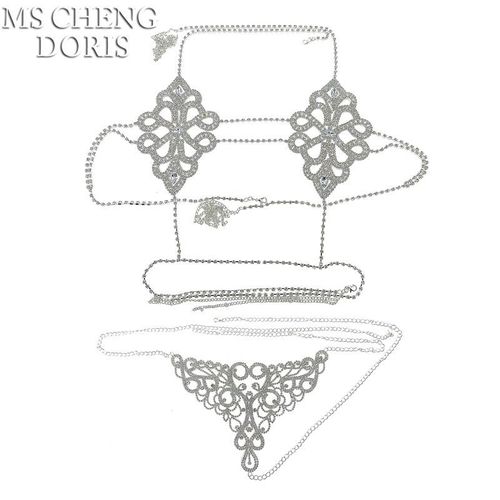 Collier De Soutien-Gorge En Strass Pour Femmes, Bijoux De Corps, Sexy, Glam, Chaîne, Harnais, Sous-Vêtements, Culotte Tanga, Saint Valentin