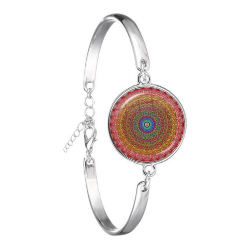 Bracelet À Breloques Mandala Pour Hommes Et Femmes, Photo D'art, Henné, Yoga, Symbole Om, Buddhisme Du Vermont, Cabochon En Verre, Bijoux Jonc, Cadeau