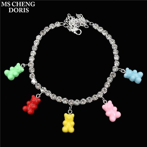 Interrupteur Bracelet De Cheville En Résine Gunibear Pour Femme Et Fille, Bijoux Jofoot, Document Bonbon, Cadeaux De Fête, 03