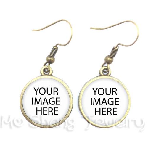 Boucles D'oreilles Pendantes Avec Photo Personnalisée, Boucles D'oreilles Personnalisées, Photo De Votre Bébé, Enfant, Colonne Vertébrale, Papa, Grand-Parent, Un Être Cher, Cadeau Pour Un Membre De La