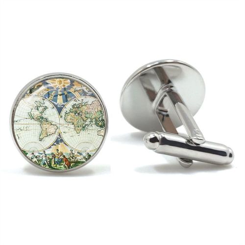 Lèvent De Manchette Globe Earth Pour Hommes, Bouton De Manchette, Argent, Prairie, Couleur Bronze, Chemise Homme Gentleman, Boutons De Manchette De Mariage, Mode, Cadeaux