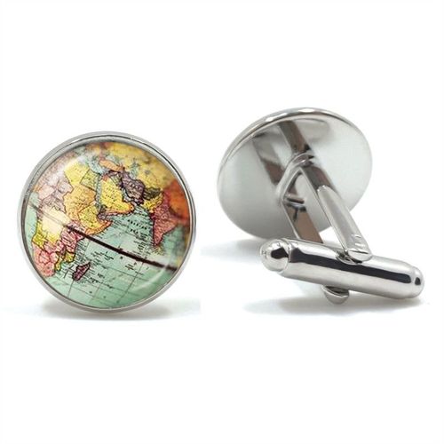 Lèvent De Manchette Globe Earth Pour Hommes, Bouton De Manchette, Argent, Prairie, Couleur Bronze, Chemise Homme Gentleman, Boutons De Manchette De Mariage, Mode, Cadeaux