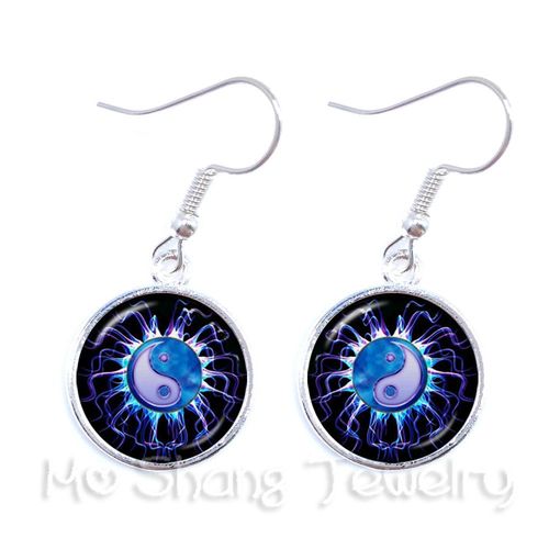 Boucles D'oreilles En Verre Yin Yang, Symbole Noir Et Blanc, Bijoux, Taoism, Bouddhisme, Spirituel, Harmonie Yin-Yang