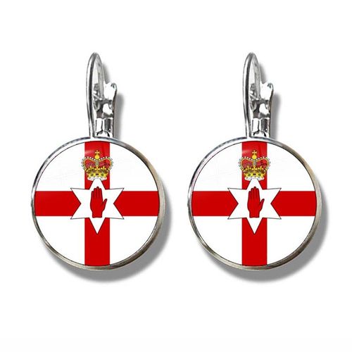 Boucles D'oreilles En Verre Avec Hameçon Pour Drapeau Français, Boucles D'oreilles Avec Drapeau National De L'irlande Du Nord, Du Pays De Galle, Du Vanuatu, De La Tonga, Du Suriname, De L'irlande, De