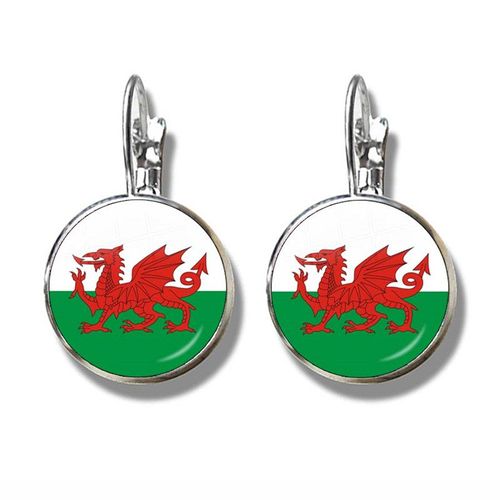 Boucles D'oreilles En Verre Avec Hameçon Pour Drapeau Français, Boucles D'oreilles Avec Drapeau National De L'irlande Du Nord, Du Pays De Galle, Du Vanuatu, De La Tonga, Du Suriname, De L'irlande, De