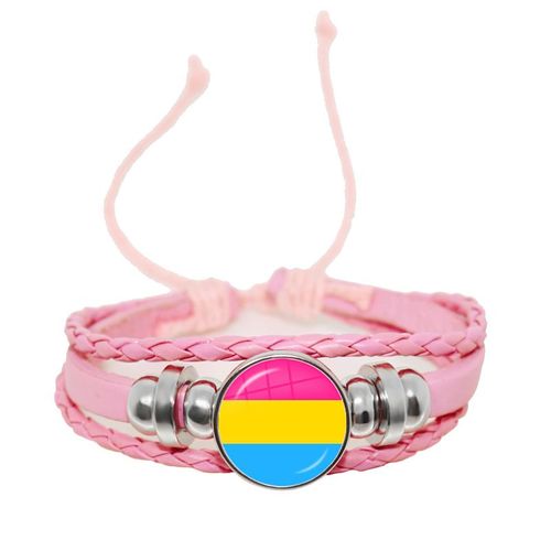 Bracelet En Cuir Tressé Rose Pour Hommes Et Femmes, 18mm, Cabochon En Verre, Bouton-Pression, Bijoux, Cadeau