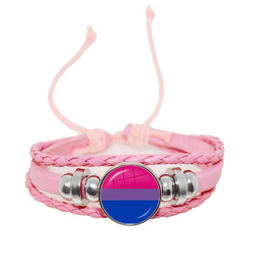 Bracelet En Cuir Tressé Rose Pour Hommes Et Femmes, 18mm, Cabochon En Verre, Bouton-Pression, Bijoux, Cadeau