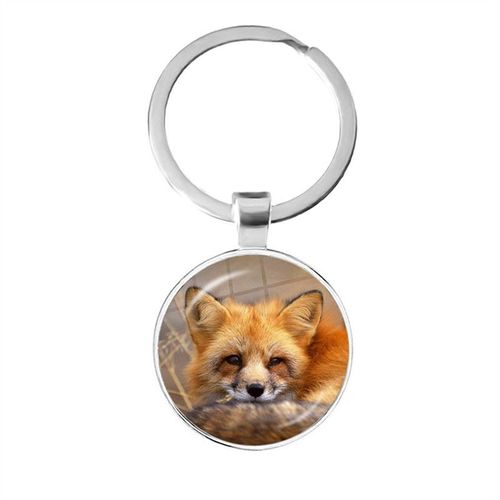 Porte-Clés En Métal, Cabochon En Verre, Image De La Série Lovely Fox, 25mm, Pendentif Animal, Cadeaux De Noël Pour Femmes Et Hommes, Vente En Gros