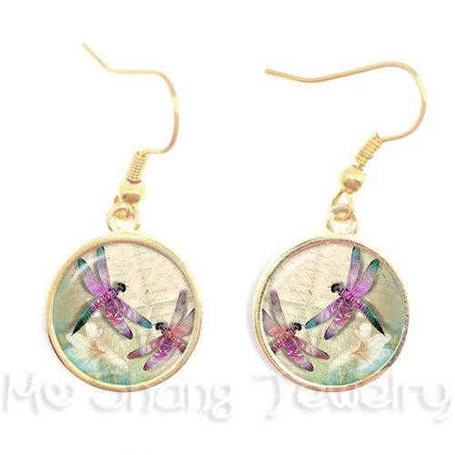 Bijoux Dragon Fly Libellule, 16mm, Cabochon, Pendentif En Pierre De Verre, Boucle D'oreille En Verre Pour Femmes, Meilleur Cadeau Pour Elle